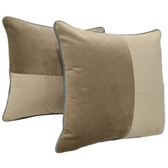 Beige and Taupe Dual Tone Pillow Covers (16x16, Set of 2)