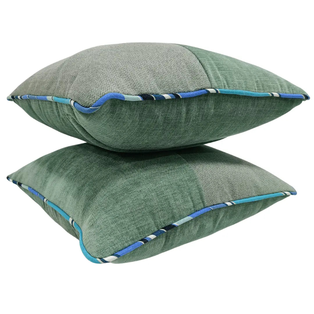 Muted Green Two-Tone Pillow Covers (16x16, Set of 2) | ZIPCushions - view 2