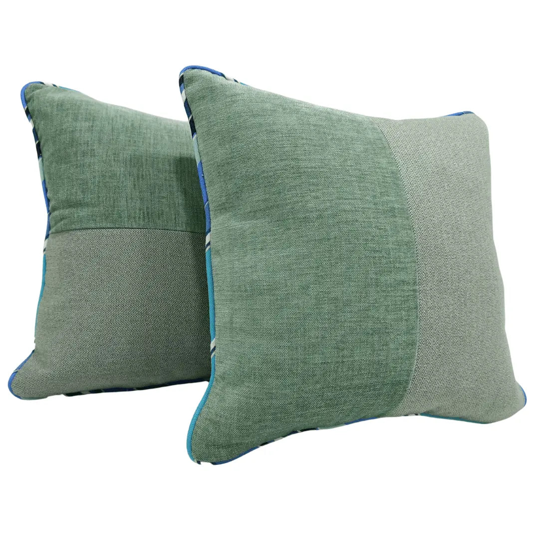 Muted Green Two-Tone Pillow Covers (16x16, Set of 2) | ZIPCushions