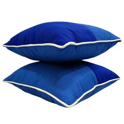 Vibrant Blue Two-Tone Pillow Covers (16x16, Set of 2) - Alternate image