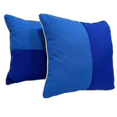 Vibrant Blue Two-Tone Pillow Covers (16x16, Set of 2)