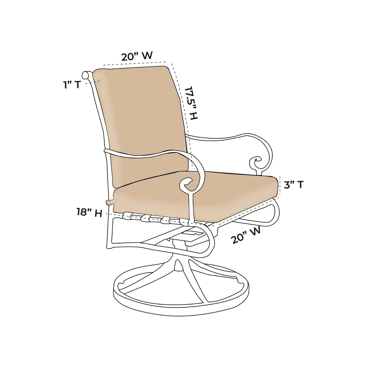 OW Lee Classico Swivel Dining Chair Replacement Cushions (Seat & Back) | ZIPCushions