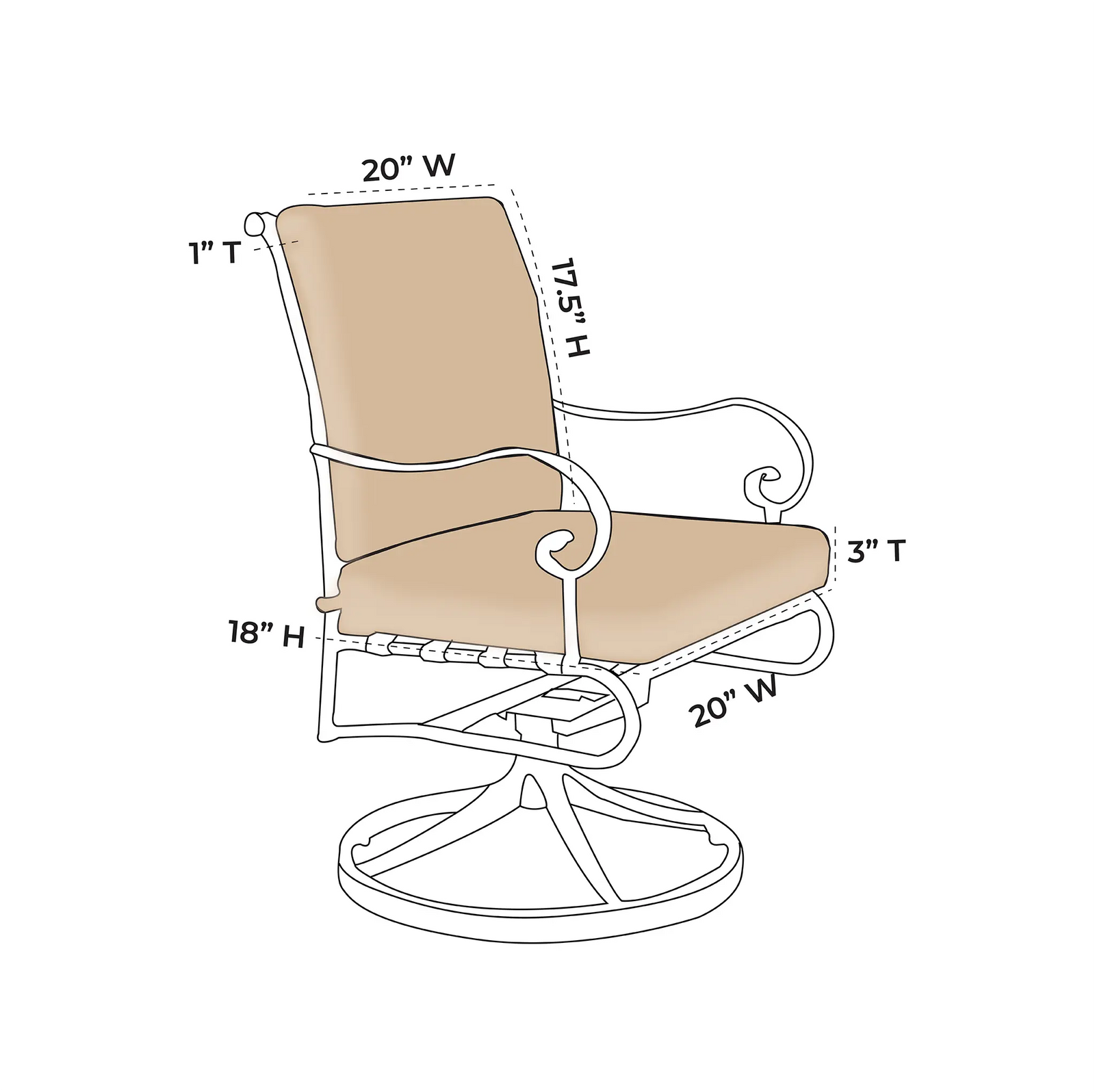 OW Lee Classico Swivel Dining Chair Replacement Cushions (Seat & Back) |  ZIPCushions