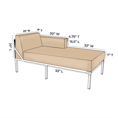 OW Lee Creighton Replacement Left Arm Chaise Lounge Cushions (1 Seat, 1 Back and 1 Arm)