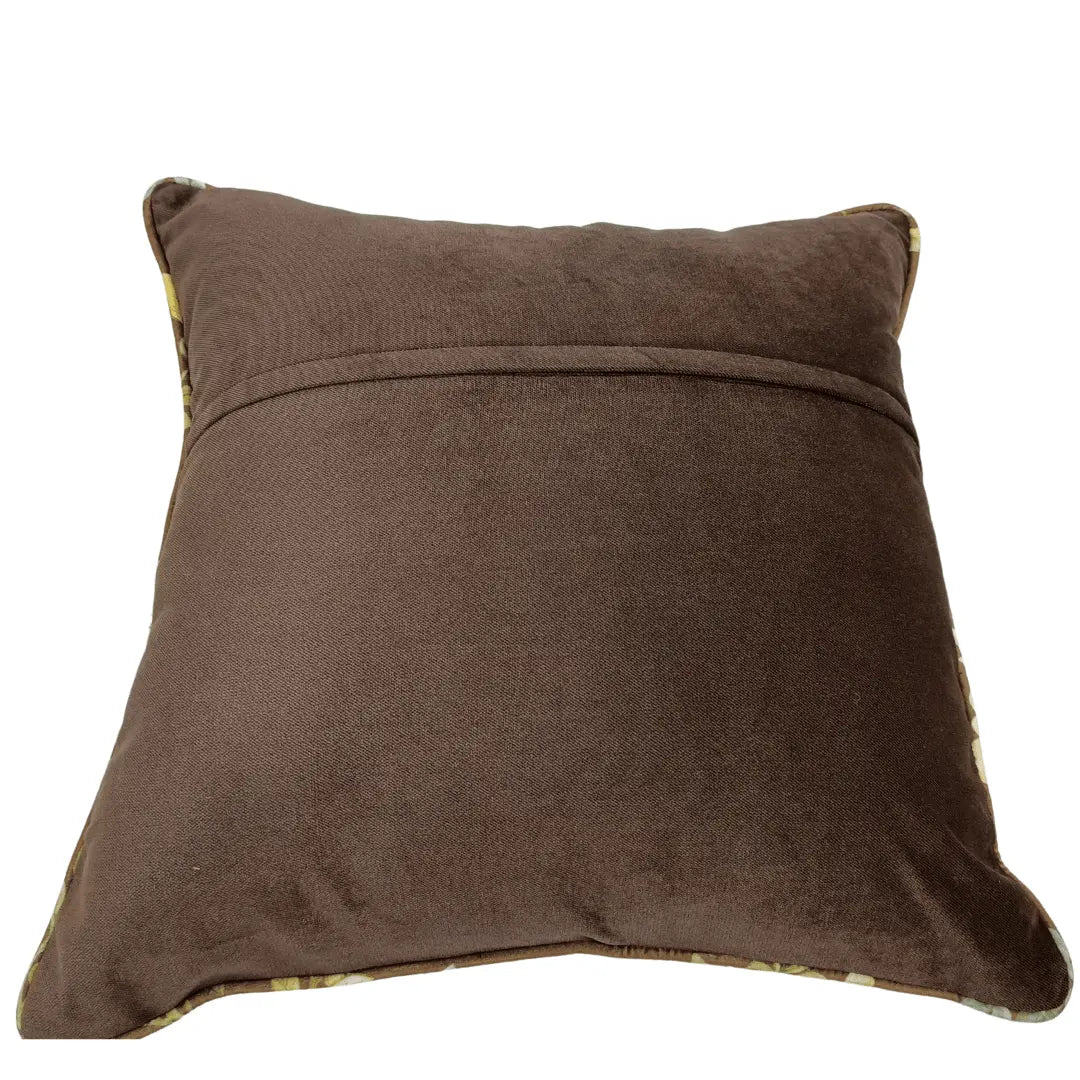 Brown & Floral Dual Tone Pillow Covers (22x22, Set of 2) | ZIPCushions - view 3