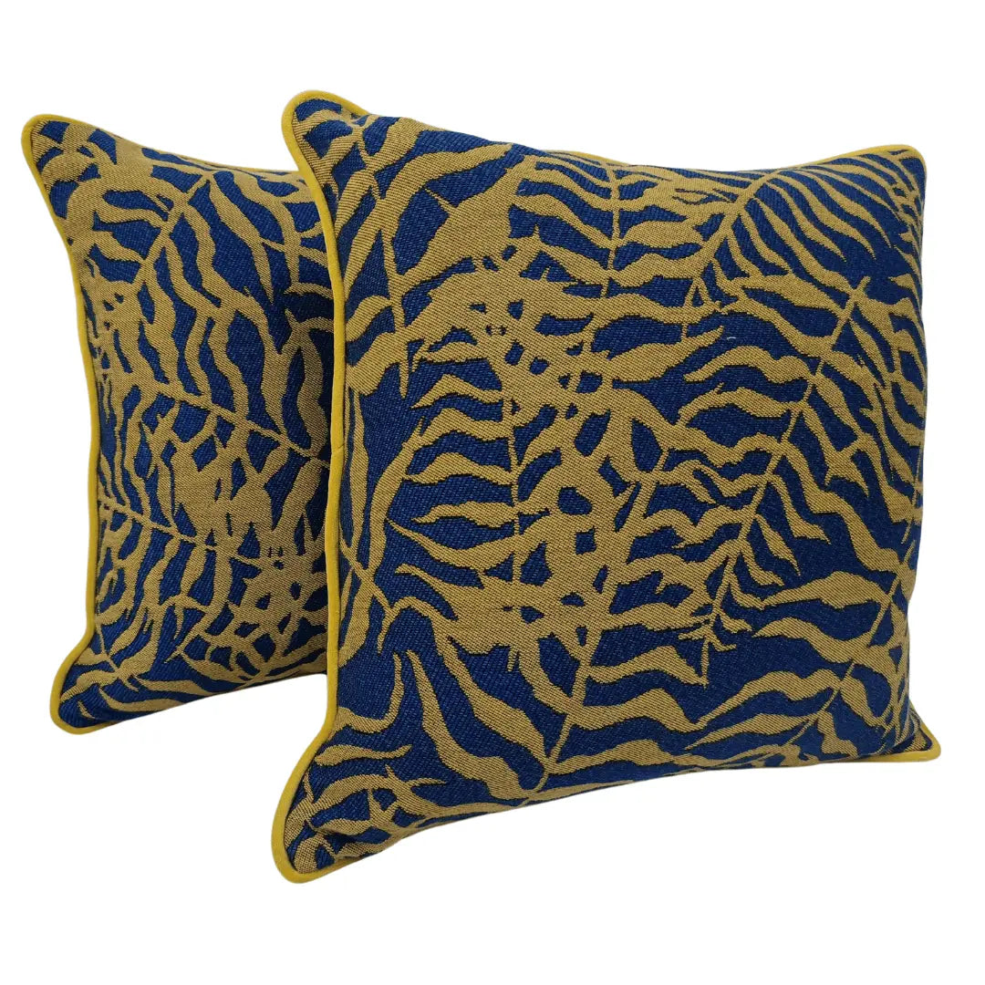 Sunbrella Navy & Gold Pillow Covers (18x18, Set of 2) | ZIPCushions