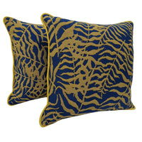 Sunbrella Navy & Gold Pillow Covers (18x18, Set of 2)