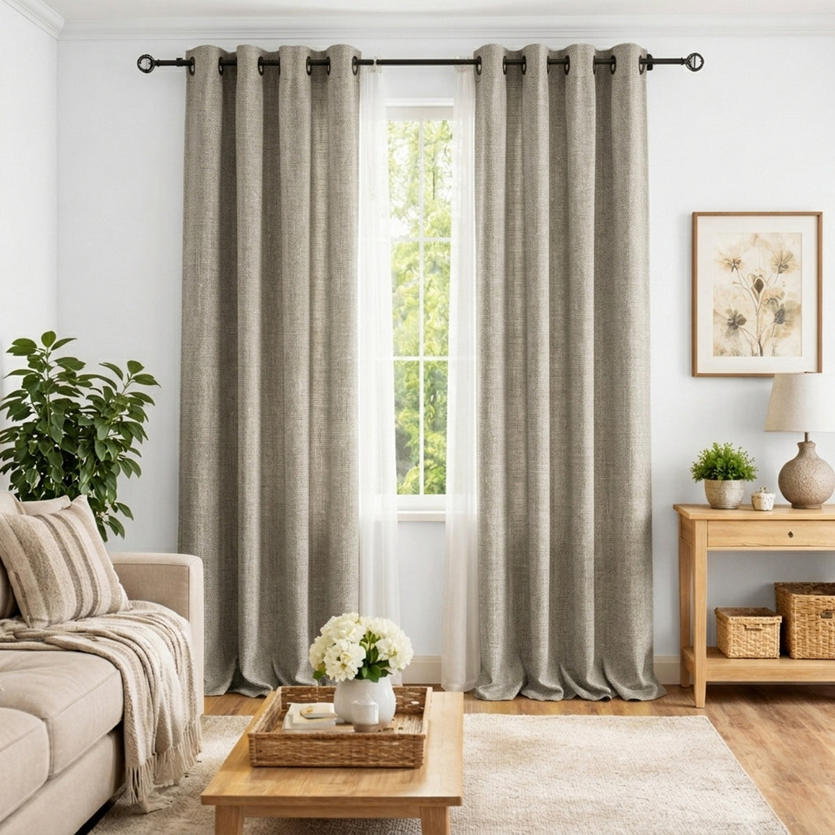 Smoke Heavyweight Woven Curtain - view 2