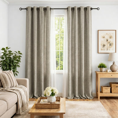 Smoke Heavyweight Woven Curtain - Alternate image