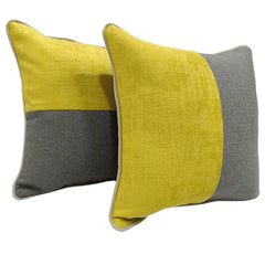 Yellow and Grey Dual Tone Pillow Covers (16x16, Set of 2)