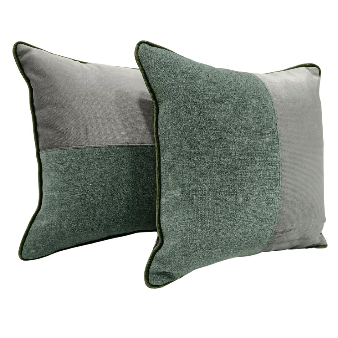 Green and Grey Dual Tone Pillow Covers (16x16, Set of 2) | ZIPCushions