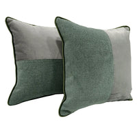 Green and Grey Dual Tone Pillow Covers (16x16, Set of 2)