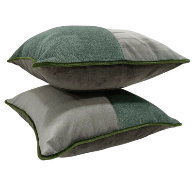 Green and Grey Dual Tone Pillow Covers (16x16, Set of 2) - Alternate image