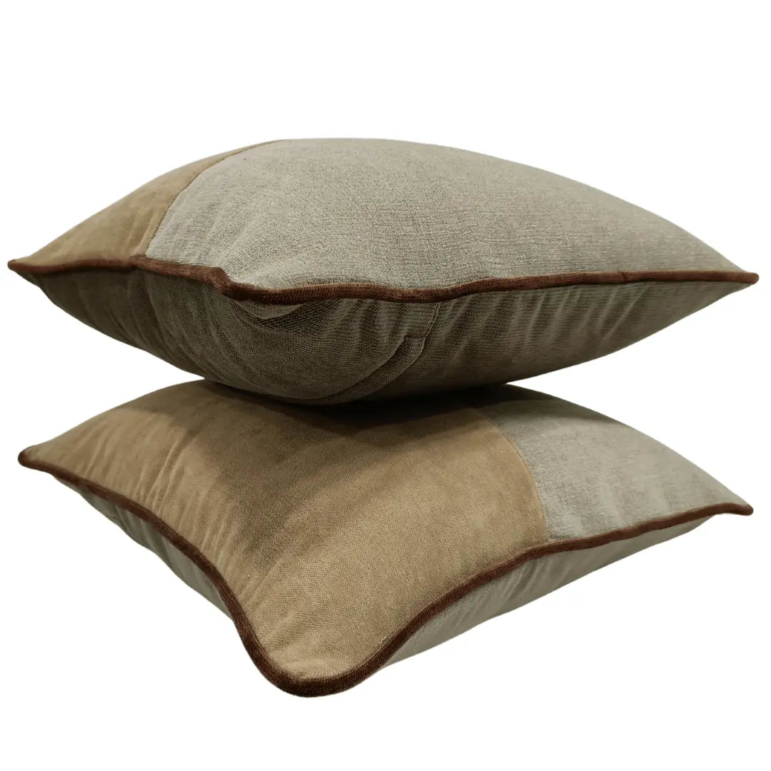 Beige & Brown Textured Pillow Covers (16x16, Set of 2) | ZIPCushions - view 2