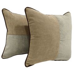 Beige & Brown Textured Pillow Covers (16x16, Set of 2)