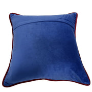 Luxe Blue Chenille Pillow Covers with Red Piping (16x16, Set of 2) | ZIPCushions
