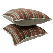 Rustic Striped Pillow Covers with Piped Edges (Set of 2, 16x16) | ZIPCushions