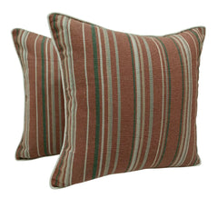 Rustic Striped Pillow Covers with Piped Edges (Set of 2, 16x16)