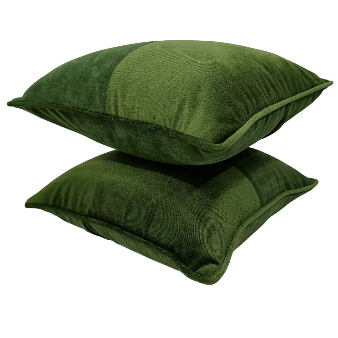 Luxe Green Velvet & Chenille Pillow Covers (Set of 2, 16x16) | ZIPCushions - view 2