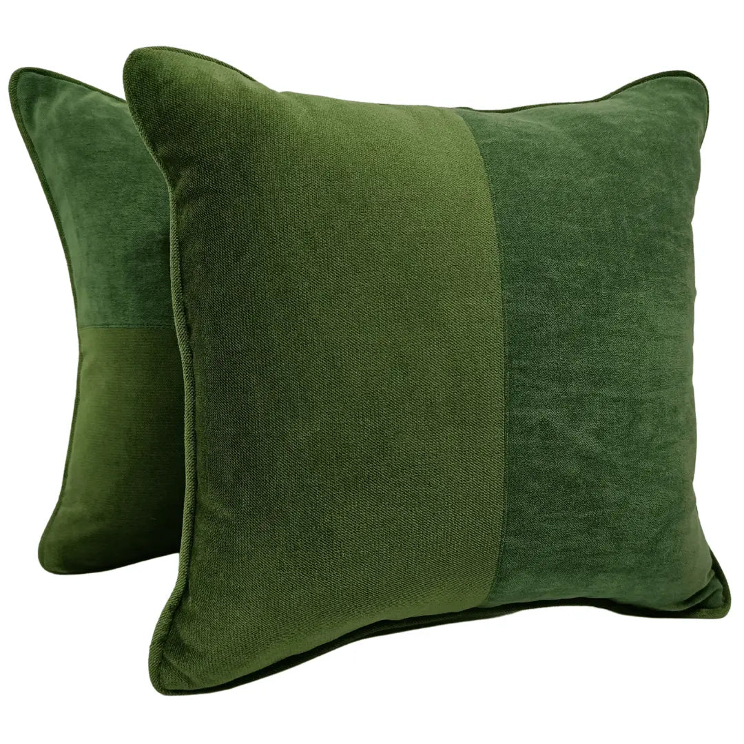 Luxe Green Velvet & Chenille Pillow Covers (Set of 2, 16x16) | ZIPCushions