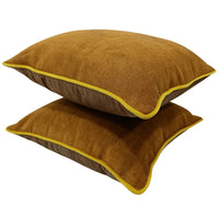 Rust Brown Velvet Pillow Covers (16x16, Set of 2)