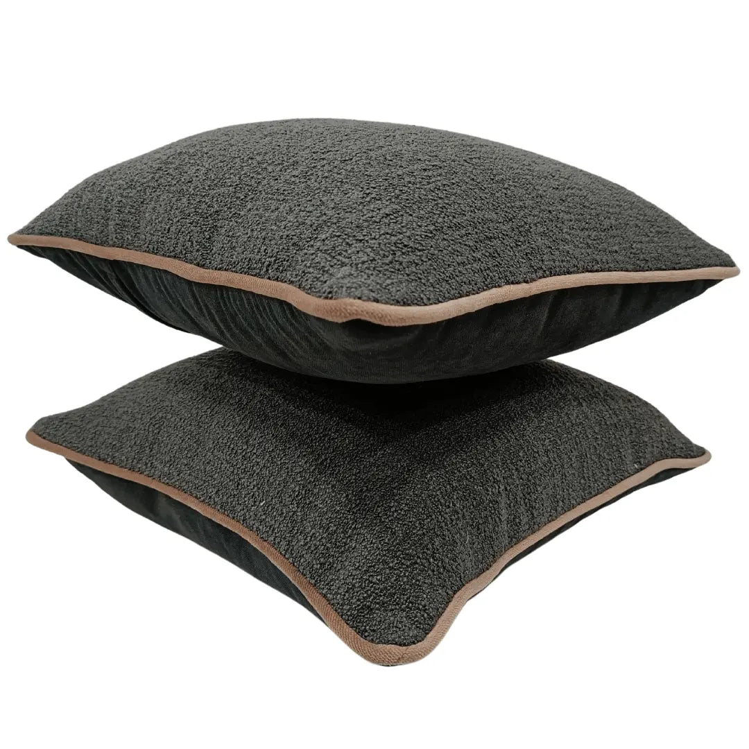 Dark Gray Bouclé Pillow Covers (16x16, Set of 2) | ZIPCushions - view 2