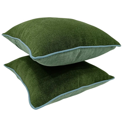 Elegant Green Velvet Pillow Covers (Set of 2, 16x16) - Alternate image