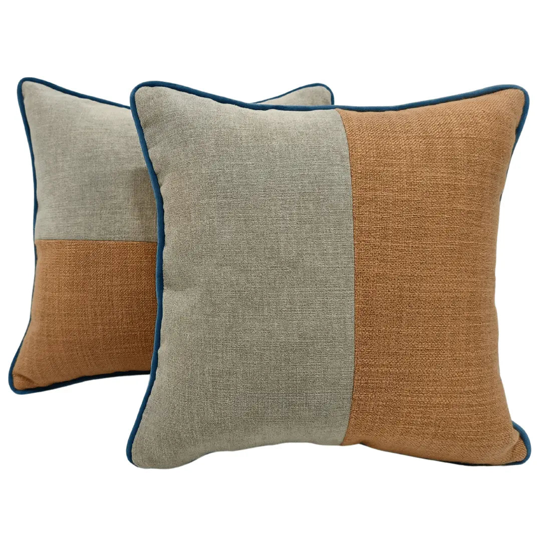 Beige and Rust Dual-Tone Pillow Covers (16×16, Set of 2) | ZIPCushions