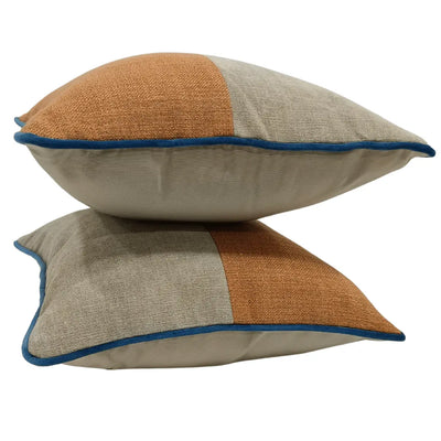 Beige and Rust Dual-Tone Pillow Covers (16×16, Set of 2) - Alternate image