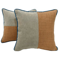 Beige and Rust Dual-Tone Pillow Covers (16×16, Set of 2)