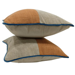 Beige and Rust Dual-Tone Pillow Covers (16×16, Set of 2) - Hover Image