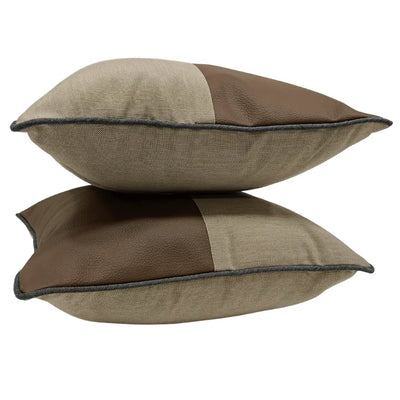 Taupe and Brown Outdoor Dual-Tone Pillow Covers (16×16, Set of 2) - Alternate image
