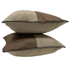 Taupe and Brown Outdoor Dual-Tone Pillow Covers (16×16, Set of 2) - Hover Image