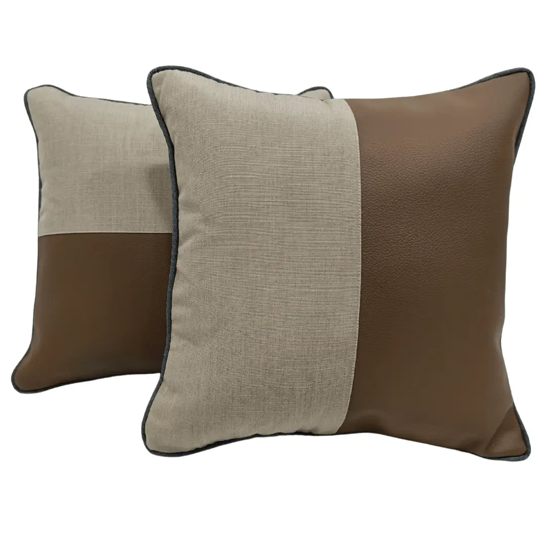 Taupe and Brown Outdoor Dual-Tone Pillow Covers (16×16, Set of 2) | ZIPCushions