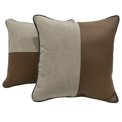 Taupe and Brown Outdoor Dual-Tone Pillow Covers (16×16, Set of 2)
