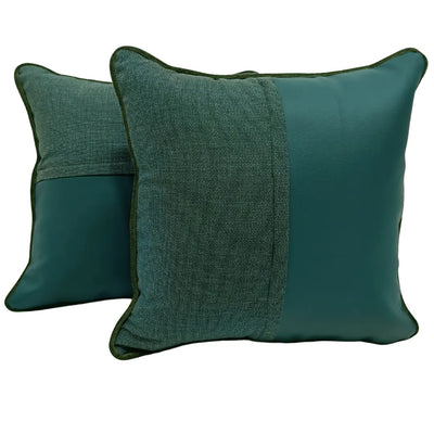 Green and Brown Patchwork Pillow Covers (16×16, Set of 2)