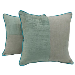 Sage Green and Beige Patchwork Pillow Covers (16×16, Set of 2)