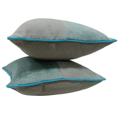 Sage Green and Beige Patchwork Pillow Covers (16×16, Set of 2) - Alternate image