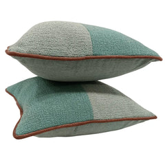Sage Green and Beige Boucle Pillow Covers (18×18, Set of 2) - Hover Image