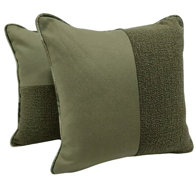 Olive Green Patchwork Pillow Covers (16×16, Set of 2)