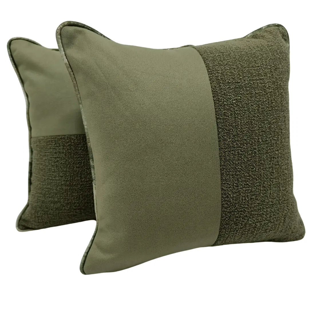 Olive Green Patchwork Pillow Covers (16×16, Set of 2) | ZIPCushions