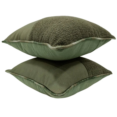 Olive Green Patchwork Pillow Covers (16×16, Set of 2) - Alternate image