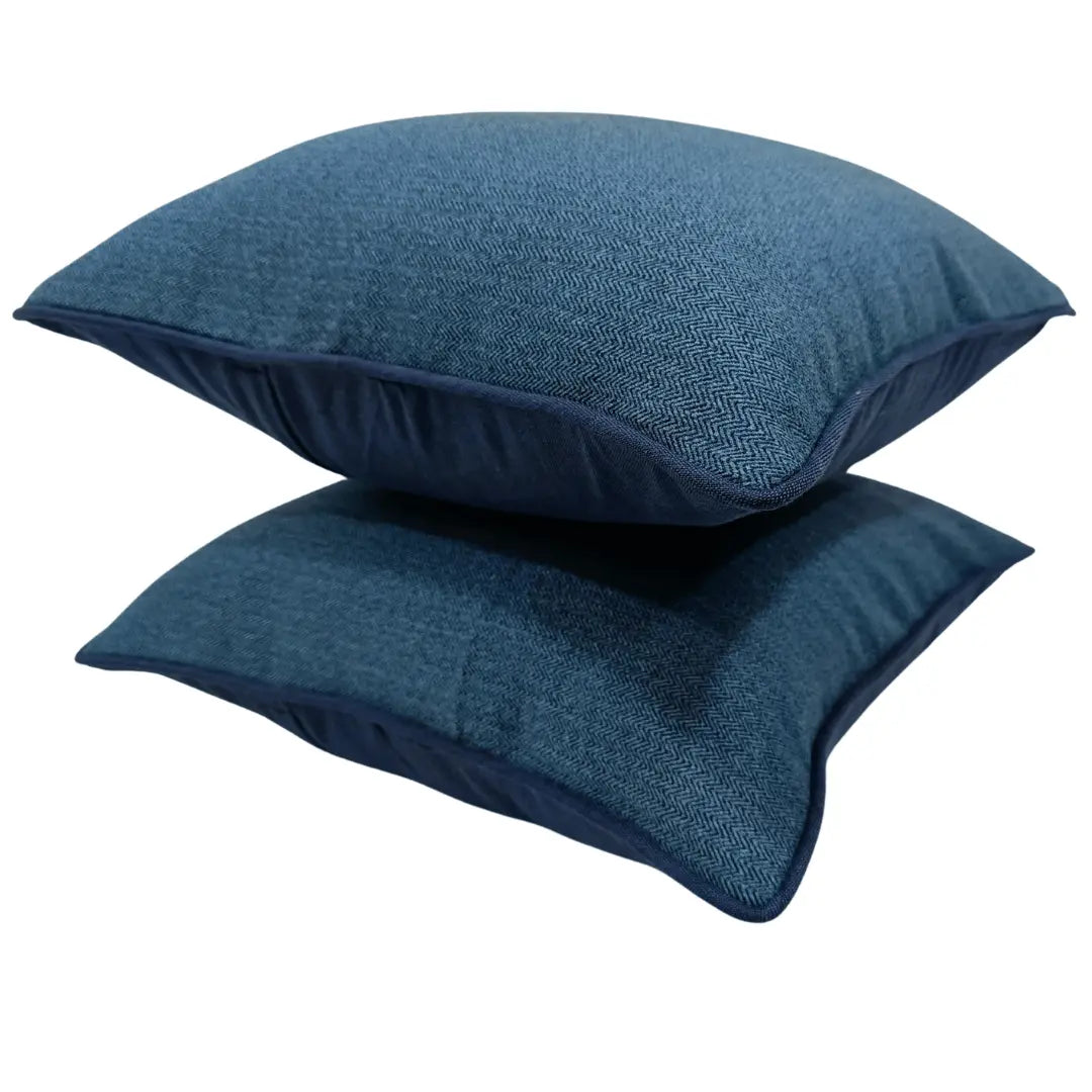 Deep Blue Herringbone Pillow Covers (16×16, Set of 2) |  ZIPCushions