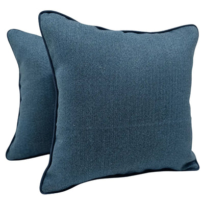 Deep Blue Herringbone Pillow Covers (16×16, Set of 2)
