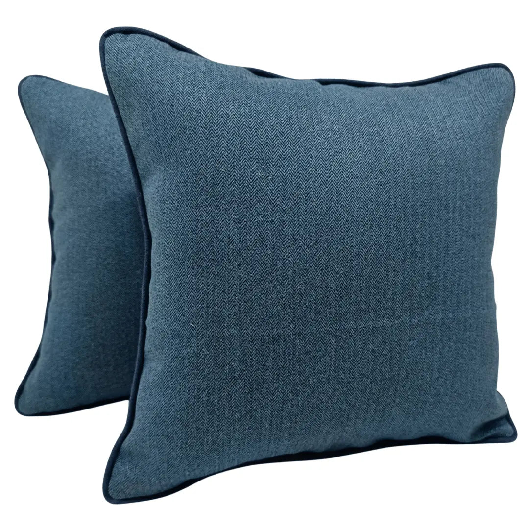 Deep Blue Herringbone Pillow Covers (16×16, Set of 2) | ZIPCushions