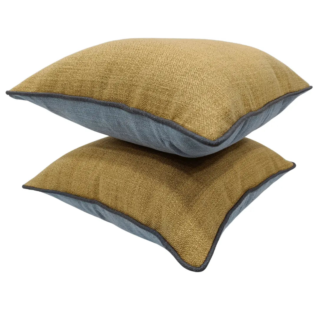 Golden Mustard & Soft Gray Pillow Covers (16×16, Set of 2) |  ZIPCushions