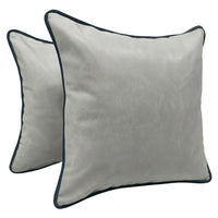 Soft Gray Leather-Like Pillow Covers (Set of 2, 16×16)
