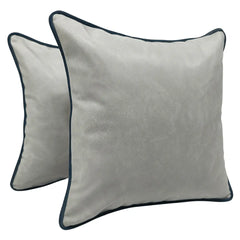 Soft Gray Leather-Like Pillow Covers (Set of 2, 16×16)