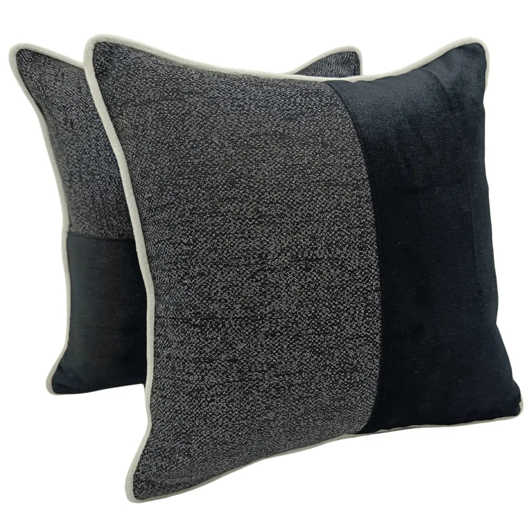 Black and Gray Patchwork Pillow Covers (Set of 2, 16×16) | ZIPCushions
