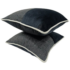 Black and Gray Patchwork Pillow Covers (Set of 2, 16×16) - Hover Image